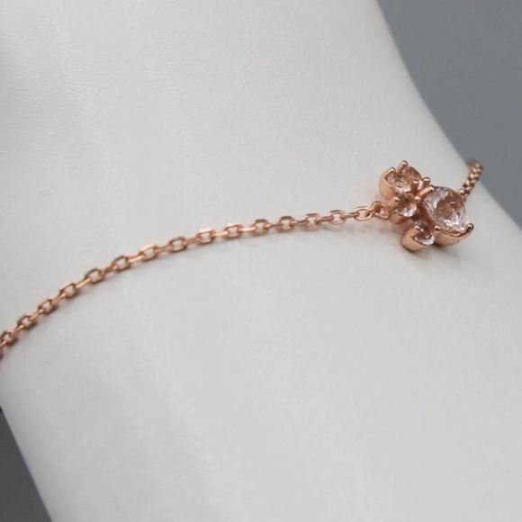 18k Rose Gold Pink Quartz Paw Bracelet - Picture 7 of 7
